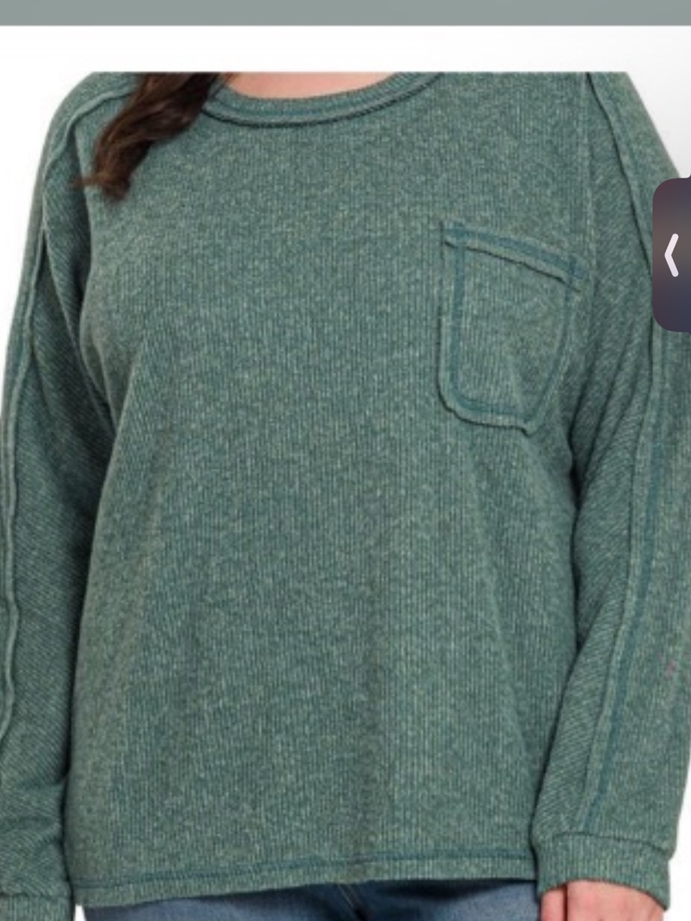 ZENANA HACCI RIBBED POCKET SWEATER ASH JADE